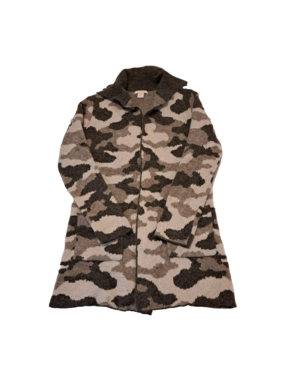 Christian Siriano Women Camouflage Wool Blend Knit Cardigan Sweater M Medium